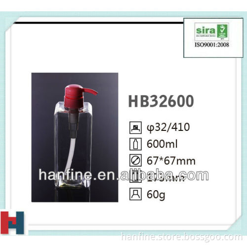 600ml High quality Plastic PET conditioner square empty bottles